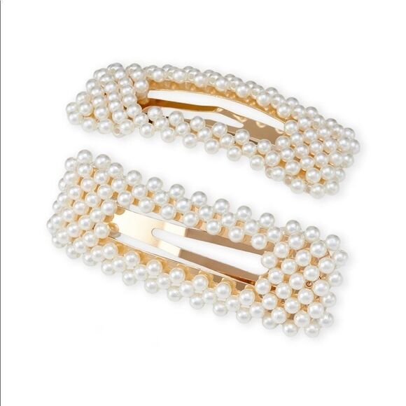 NATASHA Two-Piece Faux Pearl Hair Clips - Picture 1 of 1